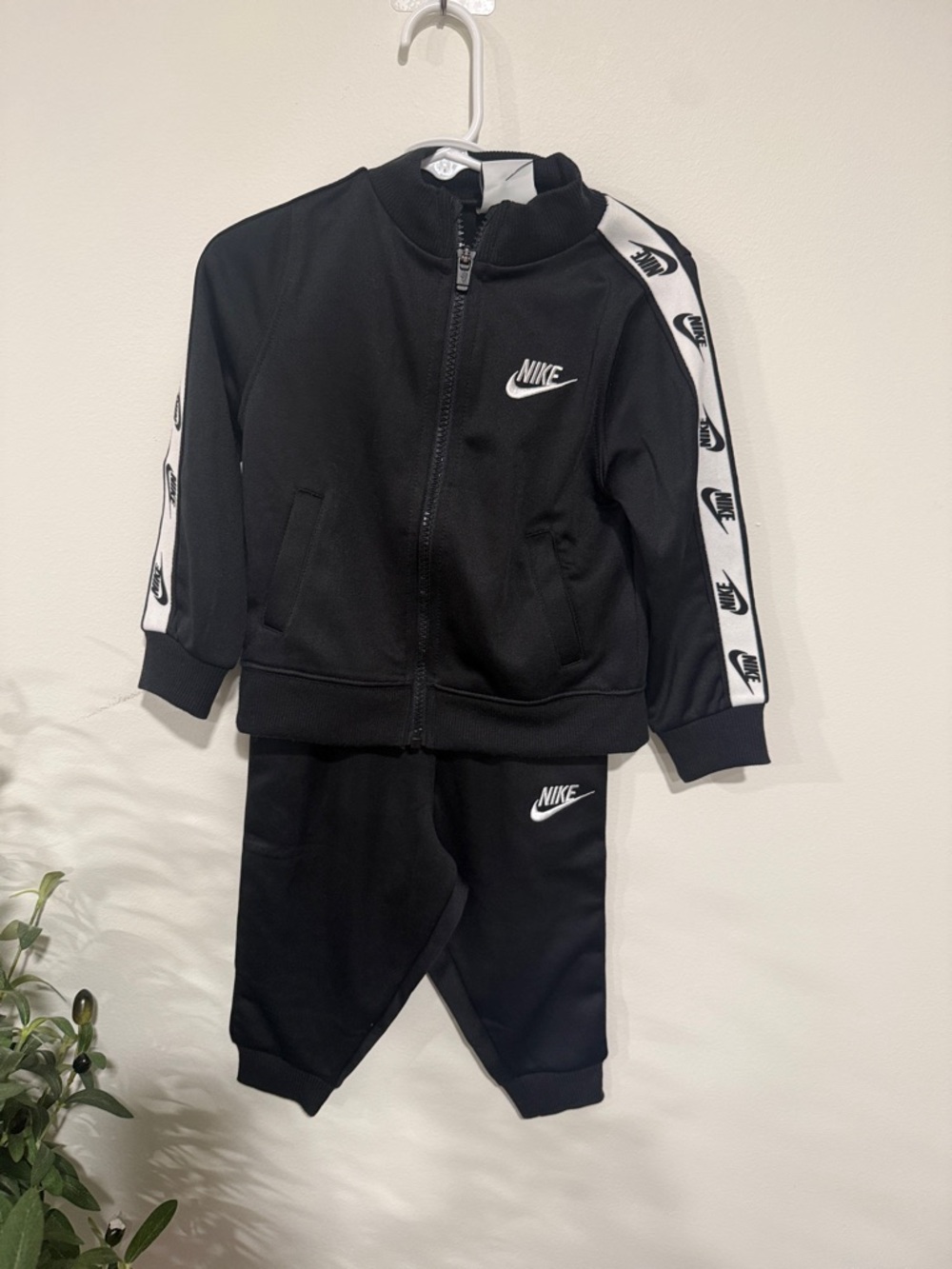 Nike Kids Black & White Track Jacket and Joggers